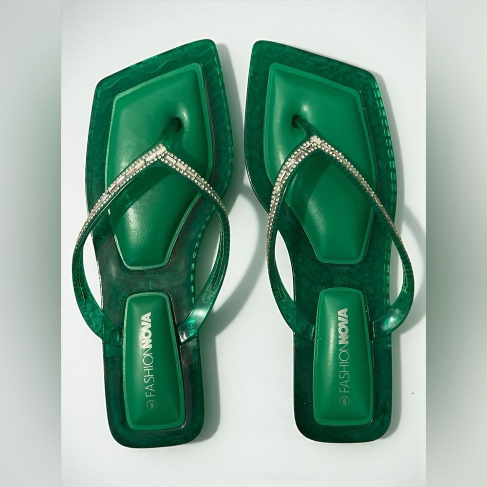 Fashion Nova Green Jelly Sandals
